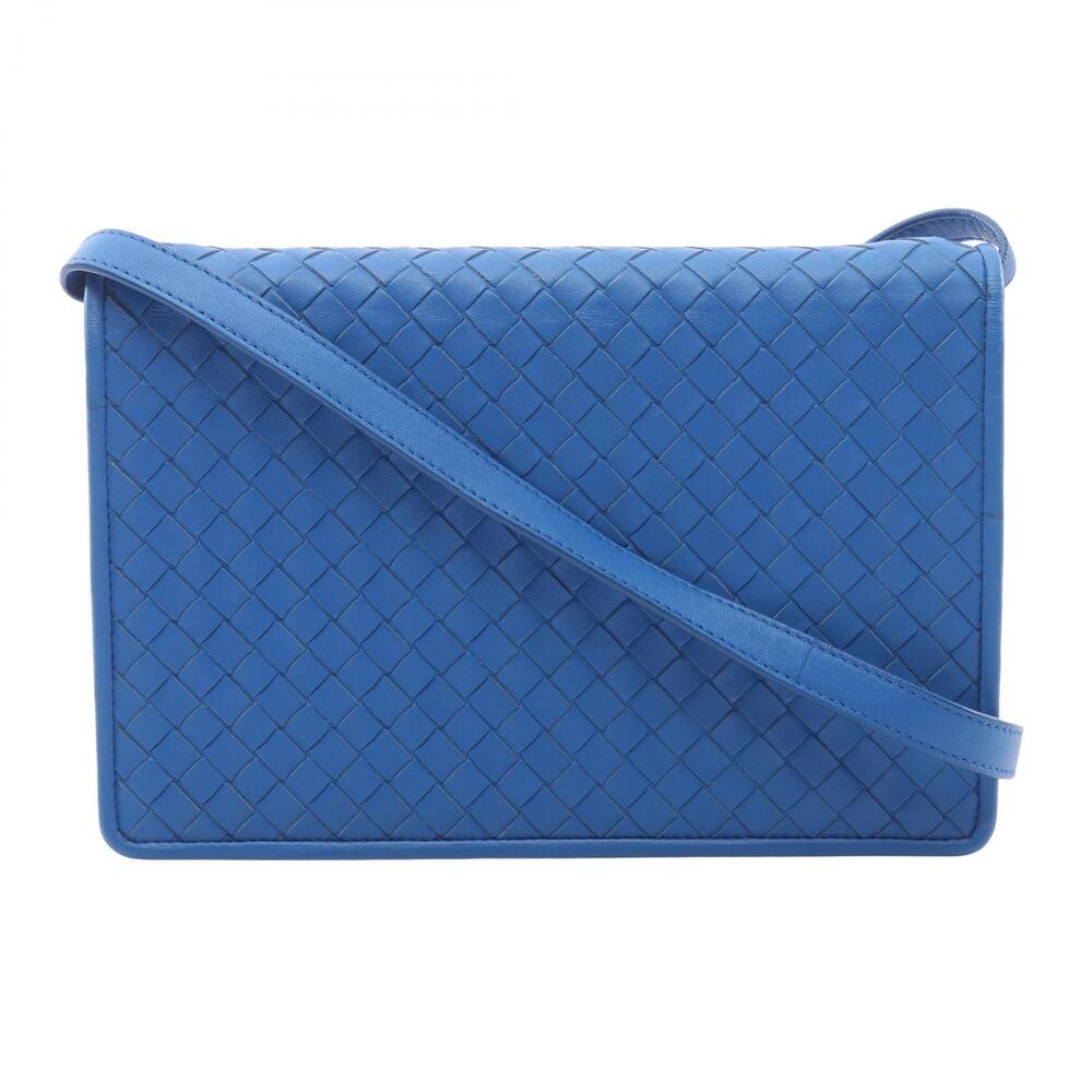 Bottega Veneta Intrecciato Shoulder Bag Leather Blue